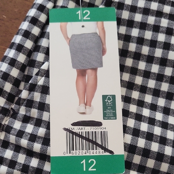 NWT SC & Co Women's Black & White Gingham Skort Size 12 - Picture 14 of 14